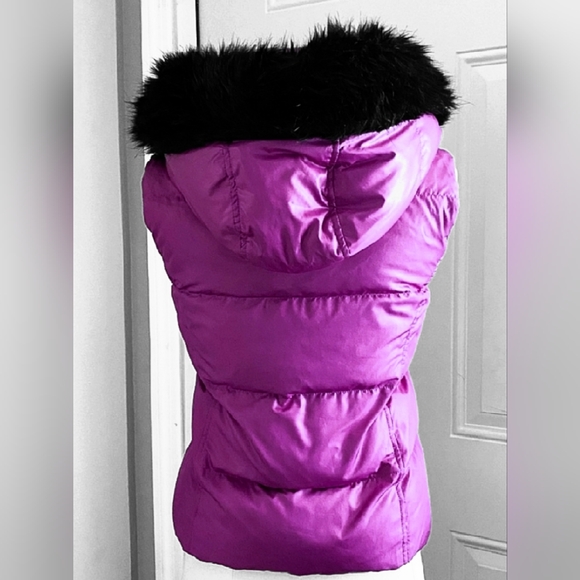 Juicy Couture Down Vest Fuchsia Purple Gold Zip - Picture 3 of 11